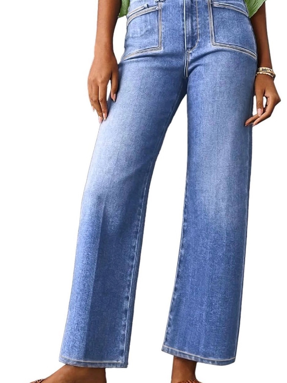 Classic High-Waist Wide-Leg Women's Jeans - Blue